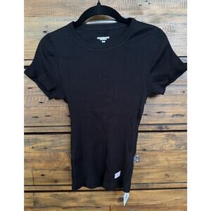 Alexander Wang Shirt Womens Large Black Ribbed Bodywear Crewneck Tee Top